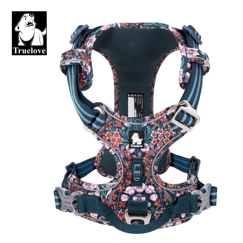 Truelove Reflective Dog Harness Floral Range – No Pull, Fully Adjustable