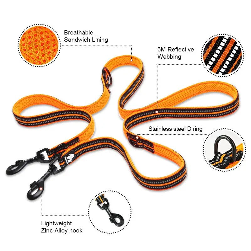 Truelove 7-in-1 Multi-Function Adjustable, Reflective Dog Lead